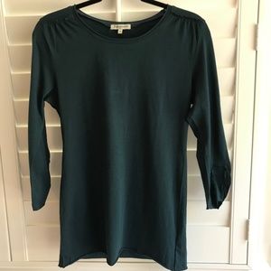 Teal 3/4 Rushed Sleeve T-Shirt in Organic Cotton